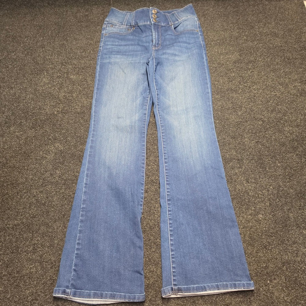 Rachel Rachel Roy High Rise Flare Jeans Medium Wash Triple Button Size 4/27